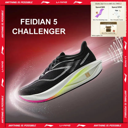 Li-Ning Women's FEIDIAN 5 CHALLENGER Racing Running Shoes Carbon-Fiber Plate BOOM Cushion Breathable Sport Sneakers ARMV002