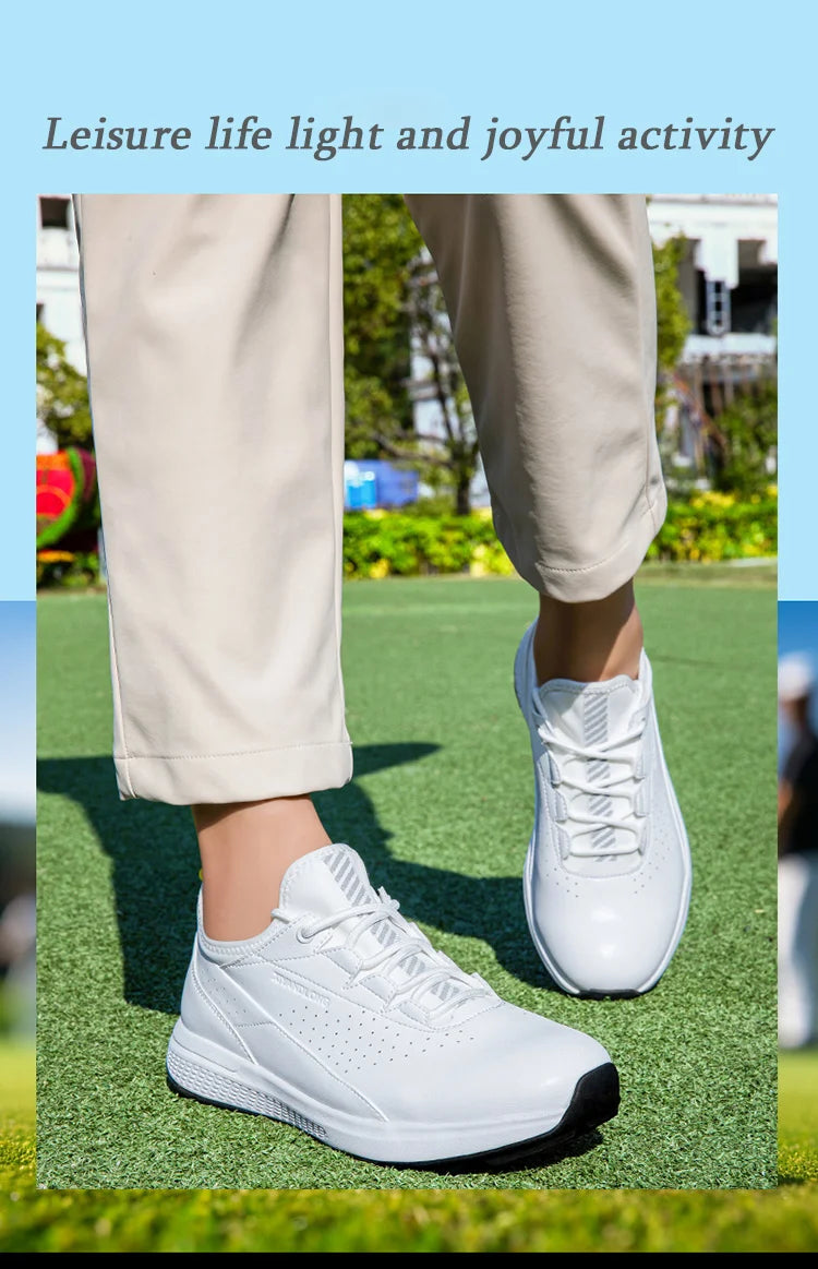 Golf Sports Shoes for Men, Waterproof High-Quality Leather Golf Competition Sports Shoes, Formal Golf Course Training Shoes for Men