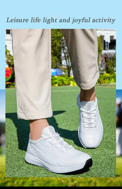 Golf Sports Shoes for Men, Waterproof High-Quality Leather Golf Competition Sports Shoes, Formal Golf Course Training Shoes for Men