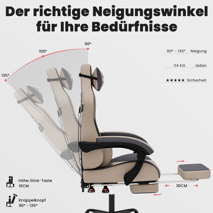 SUKIDA Ergonomic Racing Gaming Chair Adjustable Swivel with Headrest and Lumbar Support for Office and Gaming