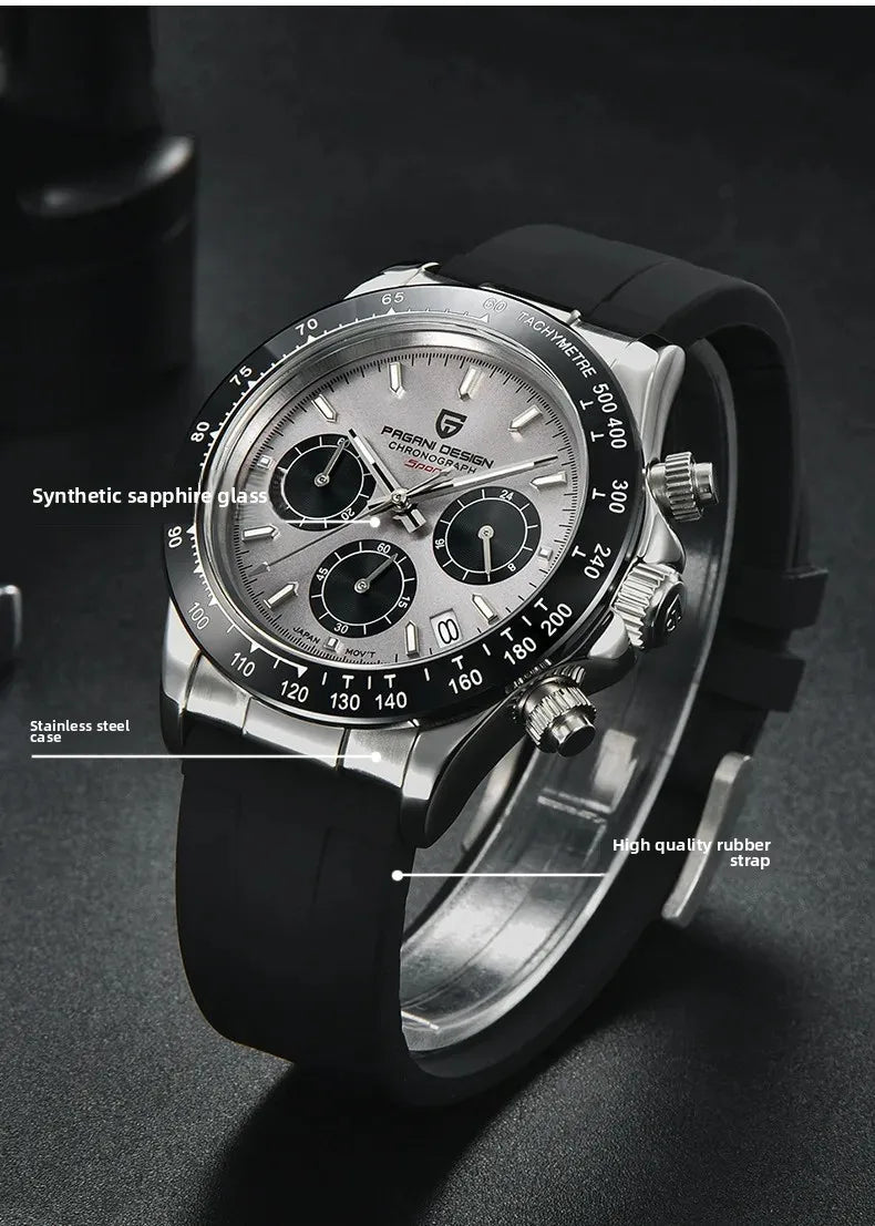 PAGANI DESIGN 40MM V2 Sky Blue Dial Classics Men Quartz Watches Sapphire Retro Chronograph Stainless Steel Waterproof Watch Men