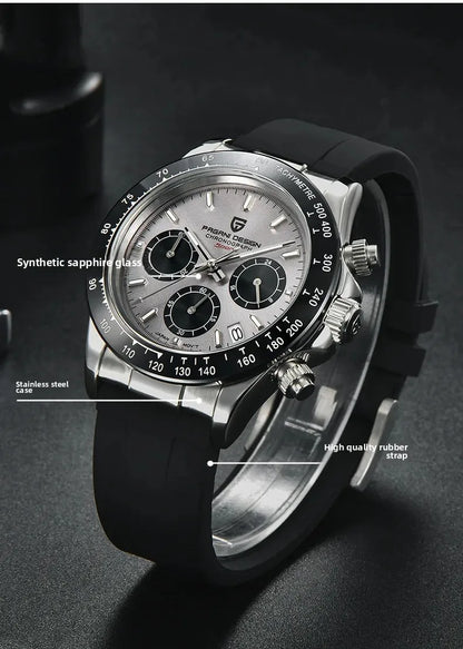 PAGANI DESIGN 40MM V2 Sky Blue Dial Classics Men Quartz Watches Sapphire Retro Chronograph Stainless Steel Waterproof Watch Men