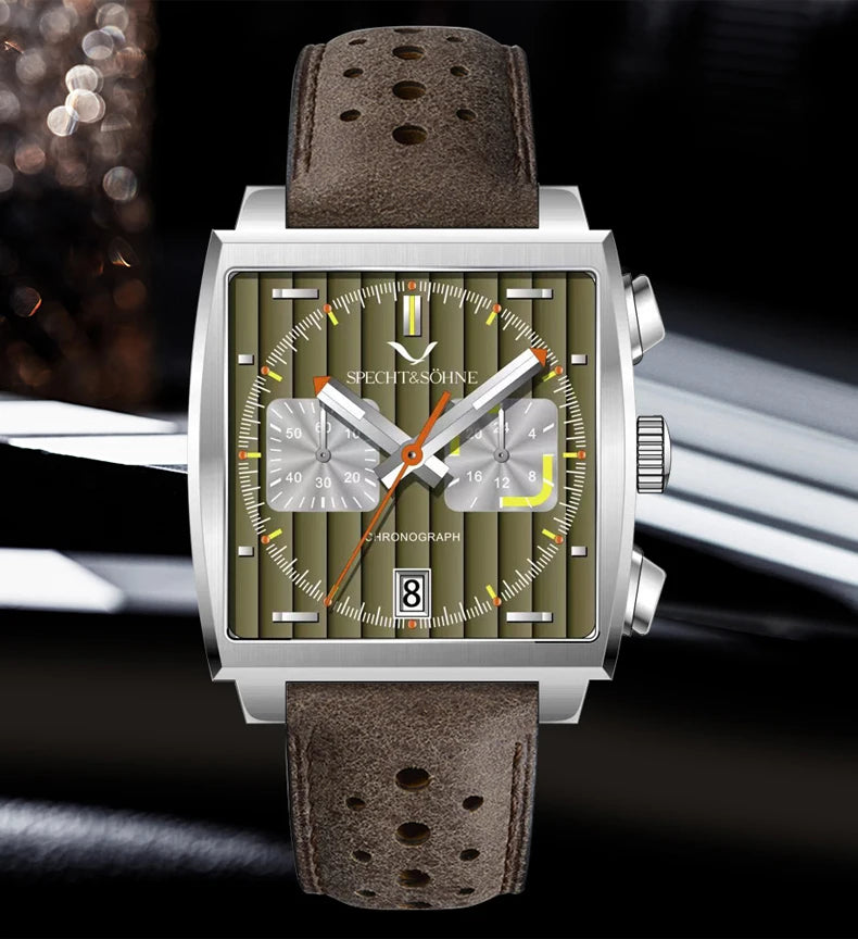 Specht&Sohne Men's Watch Luxury Brand Waterproof Stainless Steel Leather Japan VK Multifunctional Quartz Watch