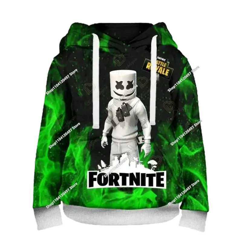 Суитшъри с качулка за момчета и момичета Fortnite, детски пуловер с 3D принт, суитшъри Battle Royale за мъже, есенна модна детска дреха