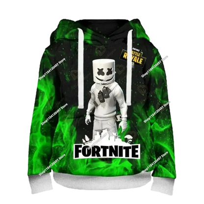 Суитшъри с качулка за момчета и момичета Fortnite, детски пуловер с 3D принт, суитшъри Battle Royale за мъже, есенна модна детска дреха