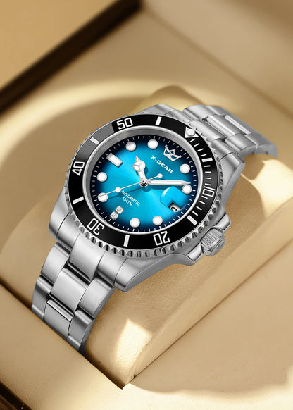 Water Ghost Luminous Dive Watch with Ceramic Bezel Waterproof Automatic Mechanical Movement Stainless Steel Watch Strap