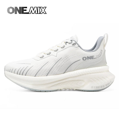 ONEMIX Nieuwe hardloopschoenen met demping voor heren, geschikt voor intensieve hardlopers, met veters, sportschoenen voor dames, antislip, outdoor, atletische herensneakers