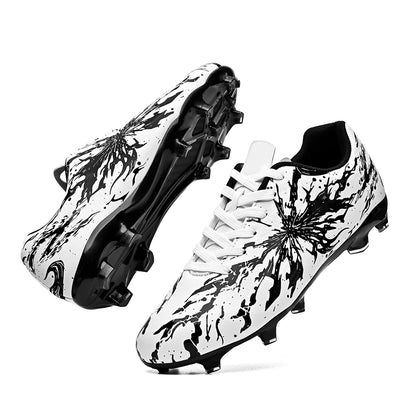 Chaussures de football pour hommes AG/FG pour terrain ferme, crampons en caoutchouc antidérapants, respirantes en PU, pour adultes, pour la pratique et la compétition de football en extérieur.