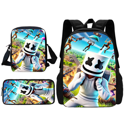 Hot Game Shooting Fortnite Child School Backpack with Shoulder Bag and Pencil Bags, School Bags for Boys and Girls, Best Gift