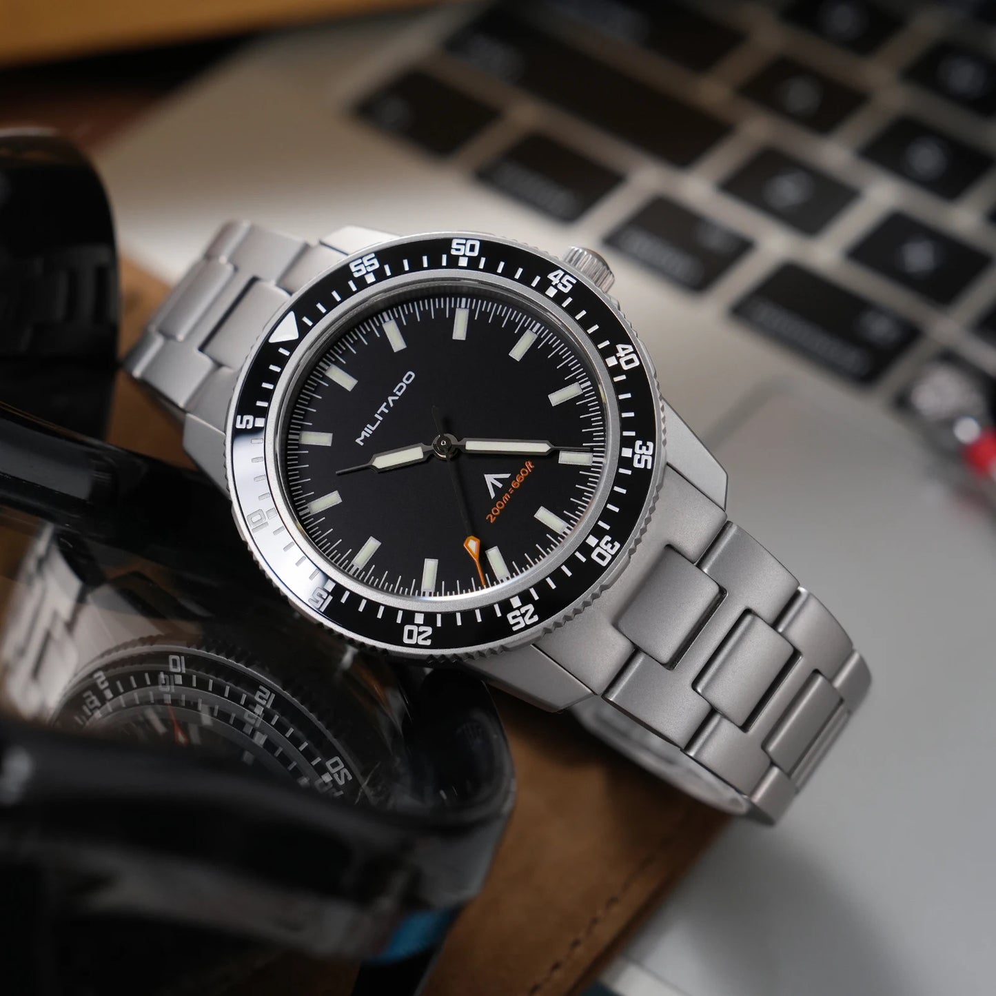 MILITADO ML25 VH31 Sweep Second Quartz Watch Men Swiss Ronda 515 Movement 200m Sapphire Crystal Ceramic Bezel 316L Steel Watches