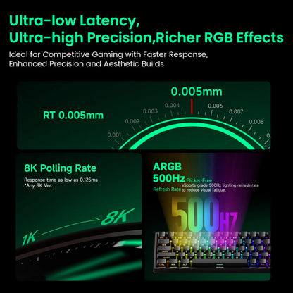 Akko MonsGeek FUN68 HE Magnetic Keyboard 65% Rapid Trigger 0.005mm 8000Hz ARGB USB/Wireless Gaming Custom Keyboard for Gamer