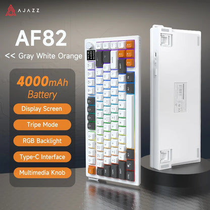 AJAZZ AF82 Office Low Profile Tastatur RGB kabelgebundene/kabellose Gaming-Tastatur 75% Layout 82 Tasten 4000mAh Akku für Win/Mac