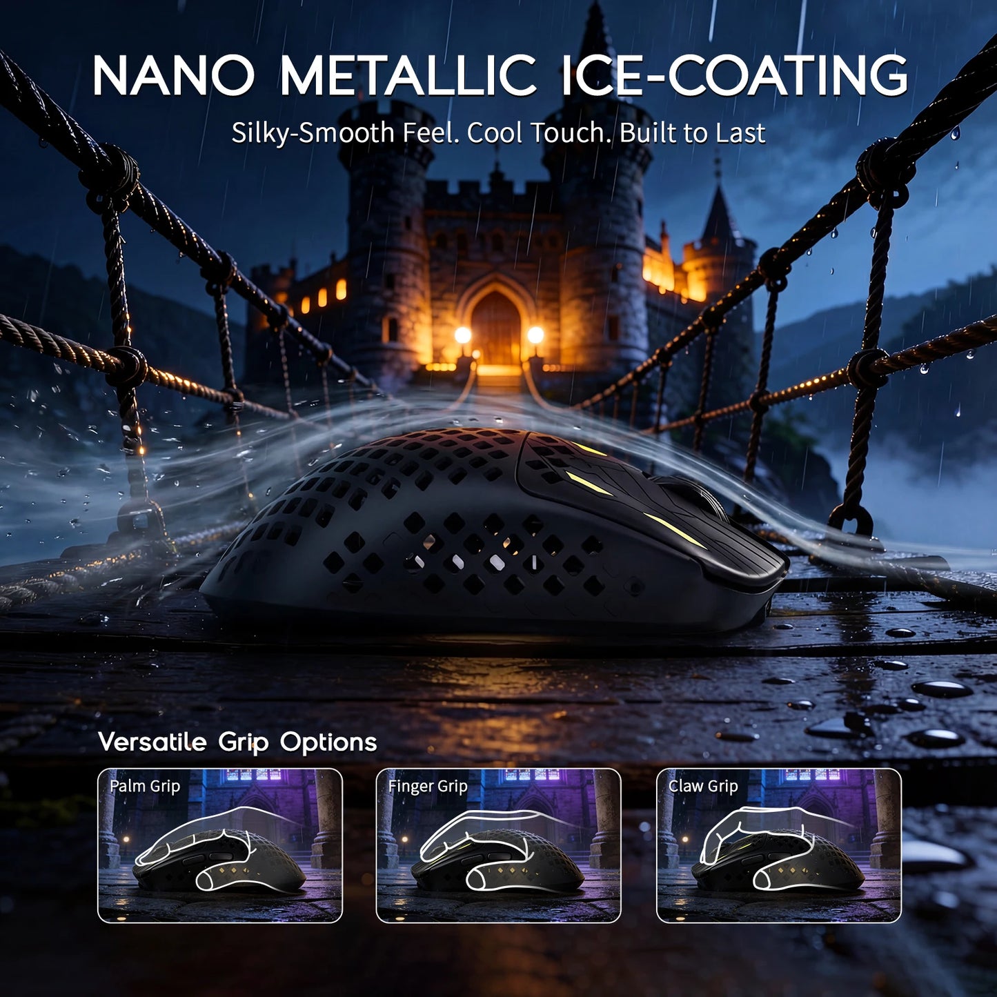 Ratón gaming inalámbrico ultraligero MAMBASNAKE M2, sensor PAW3395PRO 40000 DPI, fibra de carbono 41g, tri-modo
