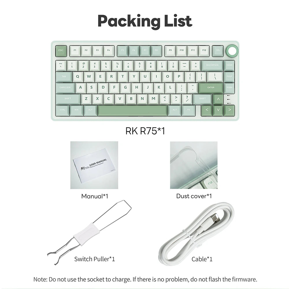 RK Royal Kludge R75 Gasket Wired Mechanical Keyboard 80 Keys RGB Backlit Hot-Swappable Spanish Gamer Keyboard MDA PBT Keycaps