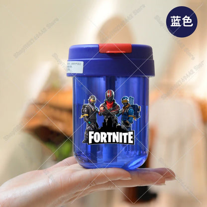 Game Fortnites Mini Straw Cups School Student Plastic Water Bottle Children Leak-proof Coffice Milk Cups Travel Outdoor Office