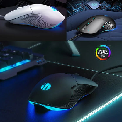 INPHIC B2 USB-Kabelmaus – leise Office- und Gaming-Maus für PCs und Laptops