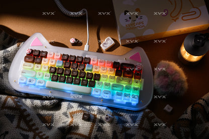 XVX 148 Keys Cat Theme Keycaps MAO Profile Key Cap Korean Glossy Cute Keycap for Keyboard 61 64 68 78 87 96 98 104 108