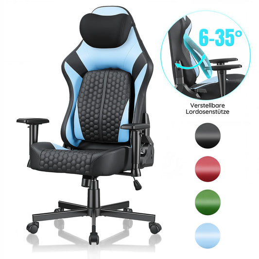 Devoko Gaming chair with 6-35 ° adjustable lumbar support, thickened and wide seat cushion, ergonomic desk chair