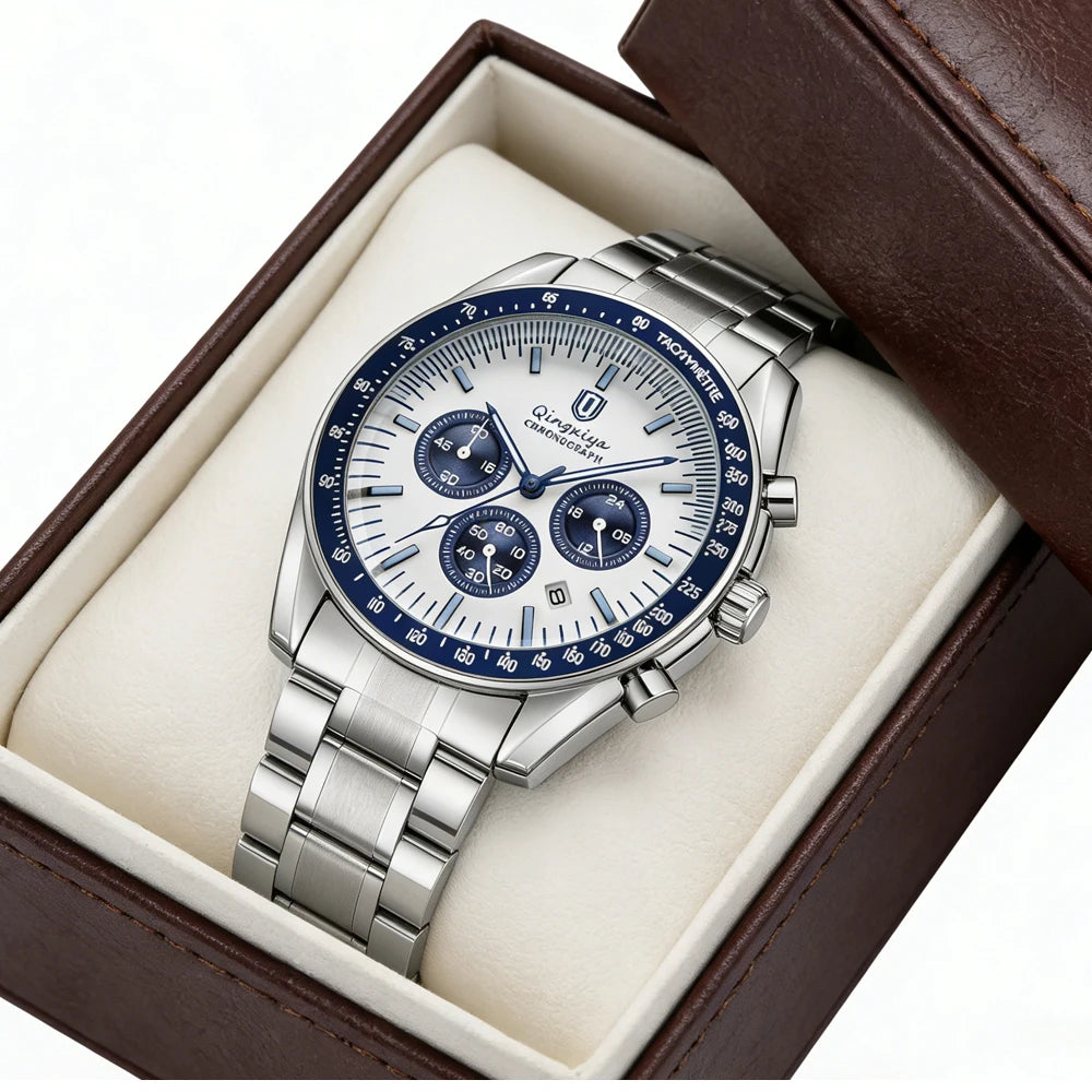 Luxury Brand Men Quartz Watch Waterproof Luminous Stainless Steel Men's Watches 24 Hours Chronograph Date Business Watch For Man