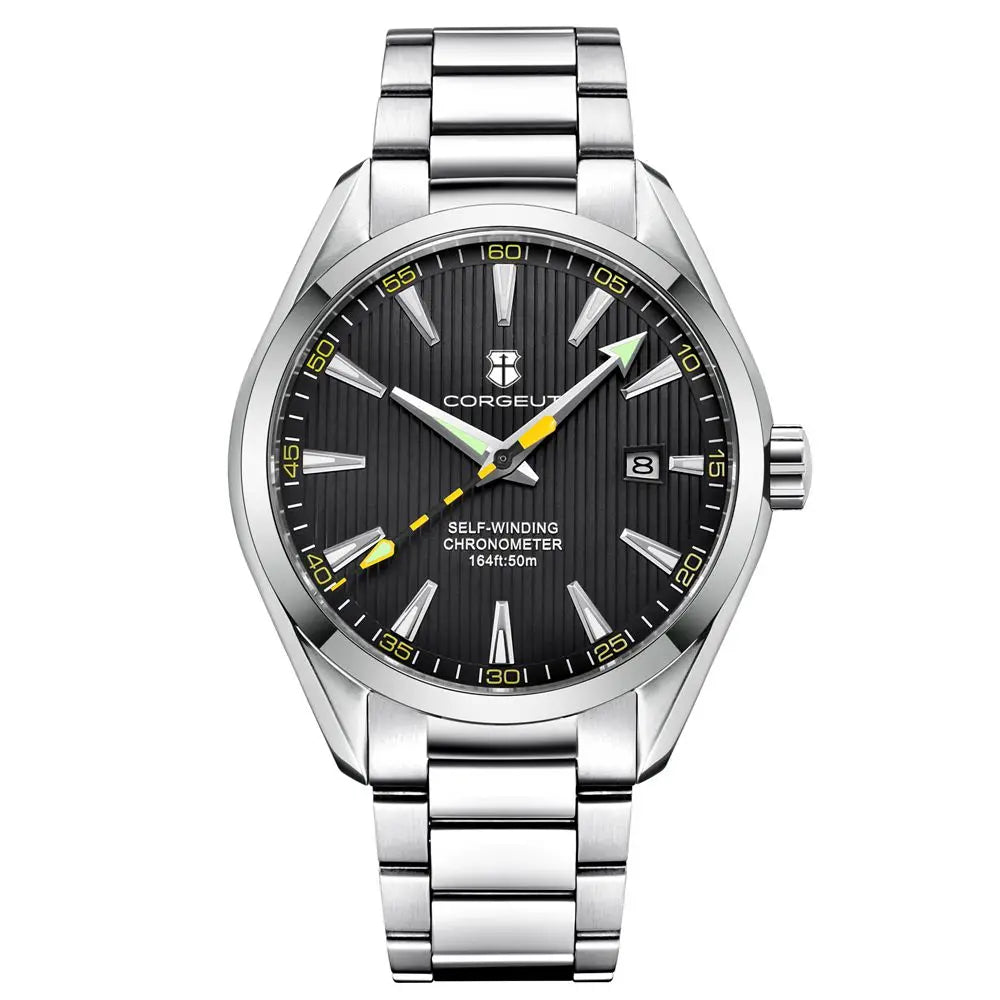 Luxury NH35 Corgeut Watch Men's 41mm Sport Clock Automatic Mechanical Wristwatch Sapphire Steel Band