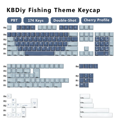 KBDiy 174 Tasten/Set PBT GMK Apollo Tastenkappen, Double-Shot, minimalistisches ISO-Cherry-Profil, für mechanische Gaming-Tastaturen, Tastenkappen für MX