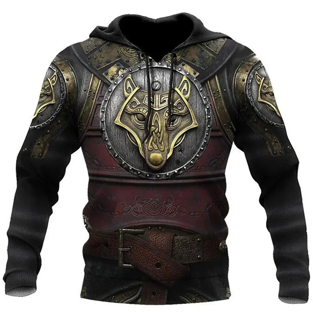 2023 New Autumn Men's Hoodie Wolf Print 3D Sweatshirts Urban Trendy All-Match Oversized Tops Poleron Hooded Clothes Men's Clothing