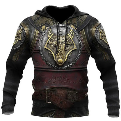 2023 New Autumn Men's Hoodie Wolf Print 3D Sweatshirts Urban Trendy All-Match Oversized Tops Poleron Hooded Clothes Men's Clothing