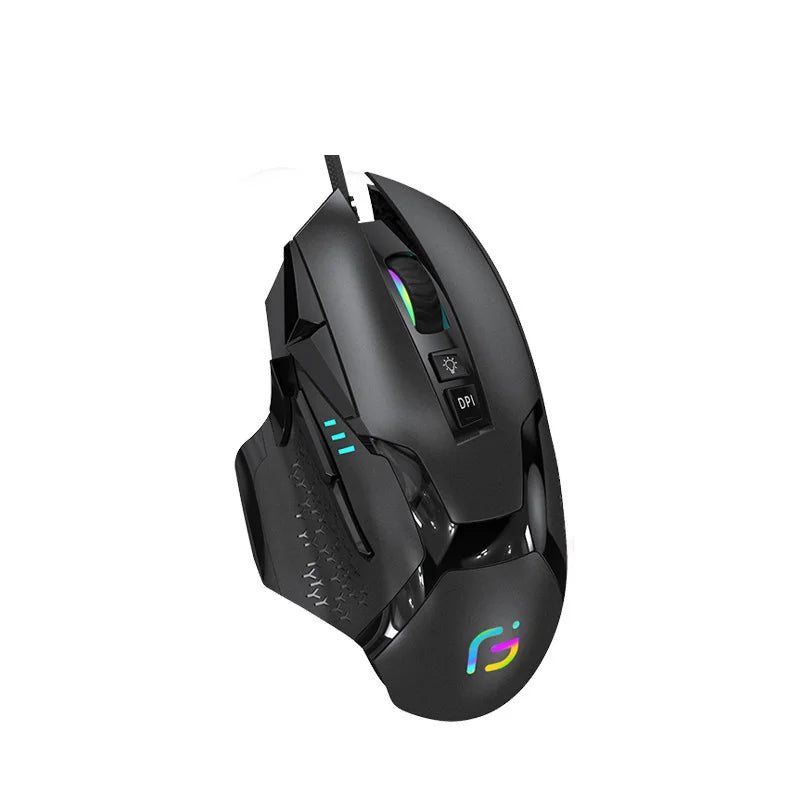 Ratón gaming con cable, 12000 DPI ajustables, programación de macros, retroiluminación RGB, diseño ergonómico y tecla de disparo para e-sports, ratón para PC