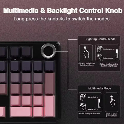 Teclado Mecânico Gaming E-sports AULA F99 Pro Três Modos RGB Hot Swappable 96% PBT Personalizado Sem Fios com Botão Medi
