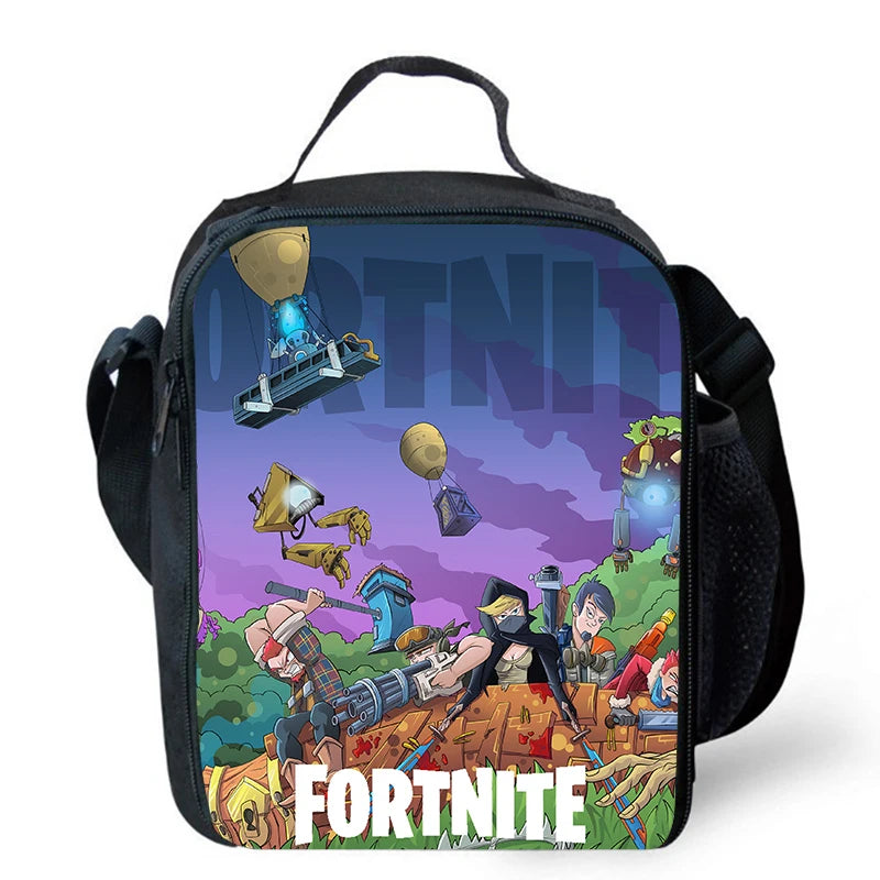Risankasta torba za kosilo Fortnite, prenosna izolirana torba za kosilo, večkratno uporabna torba za shranjevanje hrane, primerna za otroke in študente.