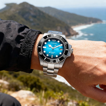 Water Ghost Luminous Dive Watch with Ceramic Bezel Waterproof Automatic Mechanical Movement Stainless Steel Watch Strap