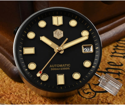 San Martin 44mm Men Diver Watch Vintage MM300 Gilt Dial Sport NH35 Automatic Mechanical Sapphire Waterproof 300M C3 Lume SN0087