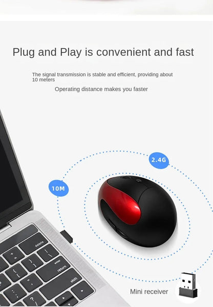 Mouse vertical ergonomic wireless reîncărcabil BTS-908, foarte popular, cu receptor USB 2.4G, DPI reglabil 1600 și 6 butoane