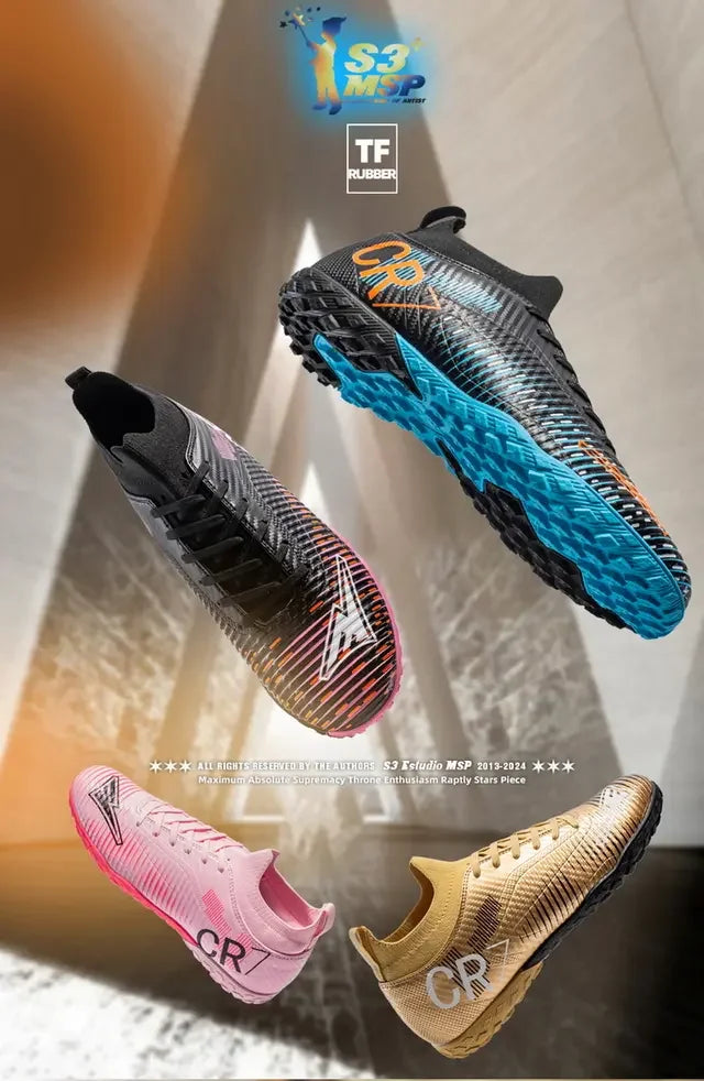 Kids Anti-Collision Toe Football Boots Lace-Up Closure Short Non-Slip Studs Wearproof Breathable Outdoor Grass Game Shoes