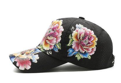 Summer Quick Dry Baseball Cap Men's and Women's Flower Sun Hats Printed Chinese Style Floral Sun Hats Outdoor Hats