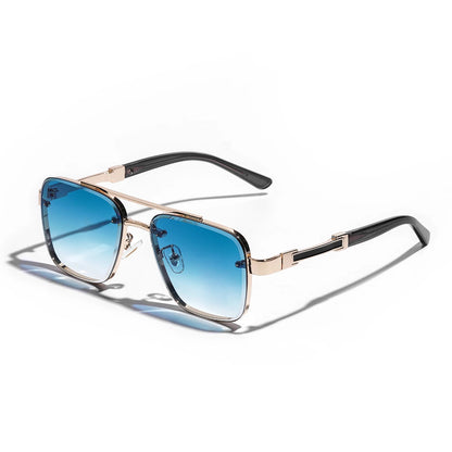 Ruiao Square Mens Designer Sunglasses Metal Frame Gradient Luxury Shades UV400 Rectangle Pilot Sun Glasses for Men