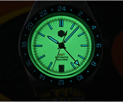 San Martin 39.5mm Limited Edition Full Lume Dial Automatic Men's Watch NH34 GMT 6H Date 10Bar Luxury Watch SN0116W