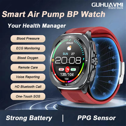 2026 New Health track Smartwatch Air Pump Airbag True Blood Pressure Health Measure Smart Watch Men Women Blood oxygen BT Call