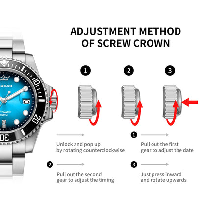 Water Ghost Luminous Dive Watch with Ceramic Bezel Waterproof Automatic Mechanical Movement Stainless Steel Watch Strap