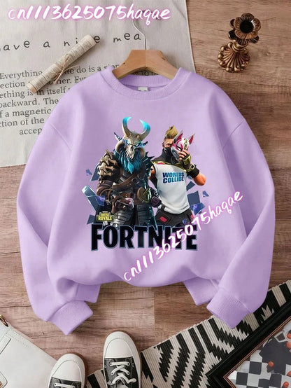 Fortnite Children Long-Sleeved Girls Streetwear Boys Baby Sweatshirt Pullover Sweatshirt Anime Fashion Kid Clothing Tops Gift