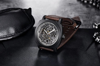 BENYAR Watch for Men Luxury Skeleton Tourbillon Automatic Mechanical Men's Watch 30M Waterproof Leather Strap Sports Reloj Hombre