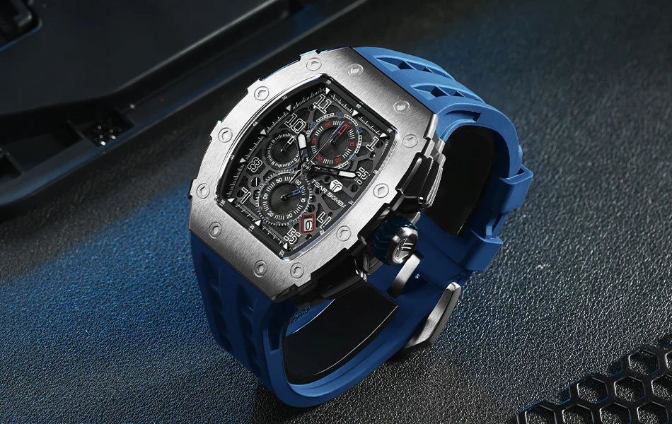 TSAR BOMBA Neue TB8204 Uhr für Herren, Japanisches Quarz-Chronographenwerk, 50M wasserdichte Armbanduhr, modische Sportuhr, luxuriöses Geschenk für Herren