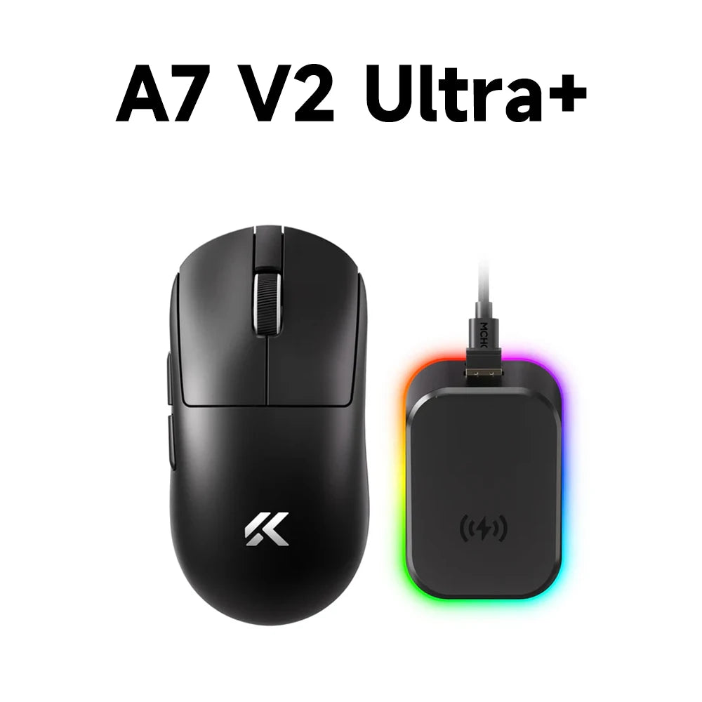 MCHOSE A7 V2 mouse da gaming wireless leggero, doppia frequenza di polling 8,000Hz, PAW3950 TI, mouse per gaming, eSport e ufficio