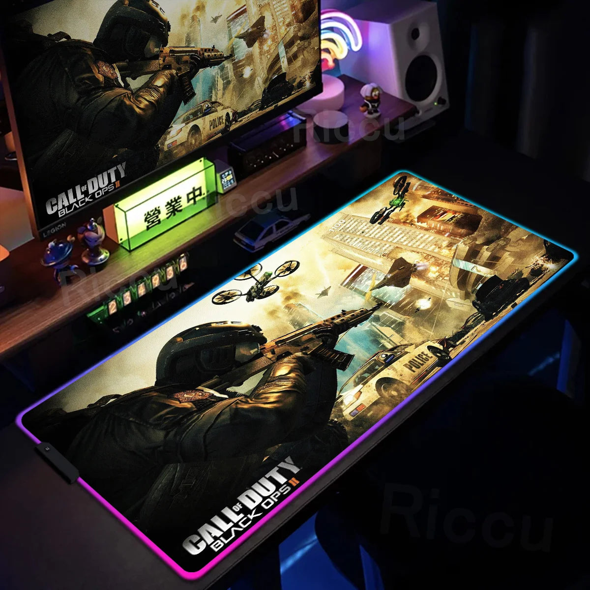 Gaming Call of Duty RGB Mouse Pad Office Large Size PC LED Glowing Keyboard Natural Rubber Anti-Slip Mice Mats Lock Edge Thicken
