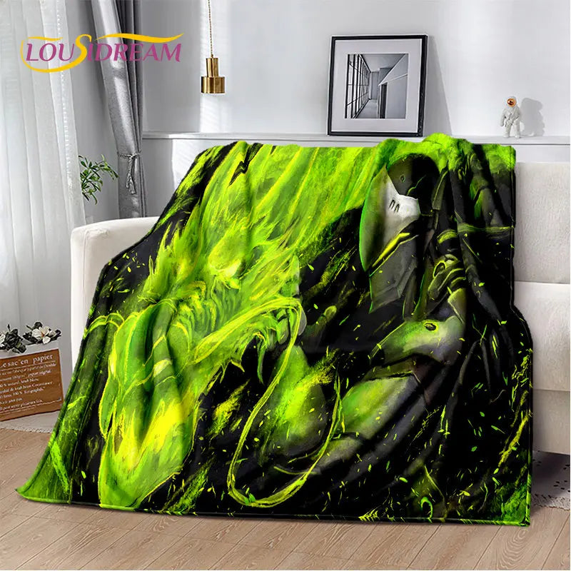 Overwatch Gamer DVA Reaper Manta Macia de Peluche, Manta de Flanela para Sala de Estar, Quarto, Cama, Sofá, Piquenique, Criança, 3D