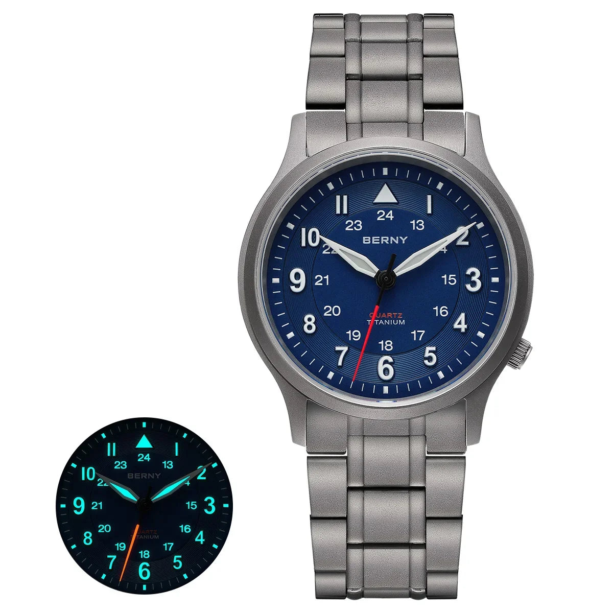 BERNY Titanium Watches for Men Super Luminous Sapphire Field Men's Watch Outdoor Quartz Wristwatch Lightweight 5ATM