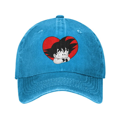 Dragon Ball DBZ Goku Baseball Caps Distressed Cotton Red Heart Headwear Unisex Style Outdoor All Seasons Travel Gift Hats Cap, produit gaming premium Fraquane