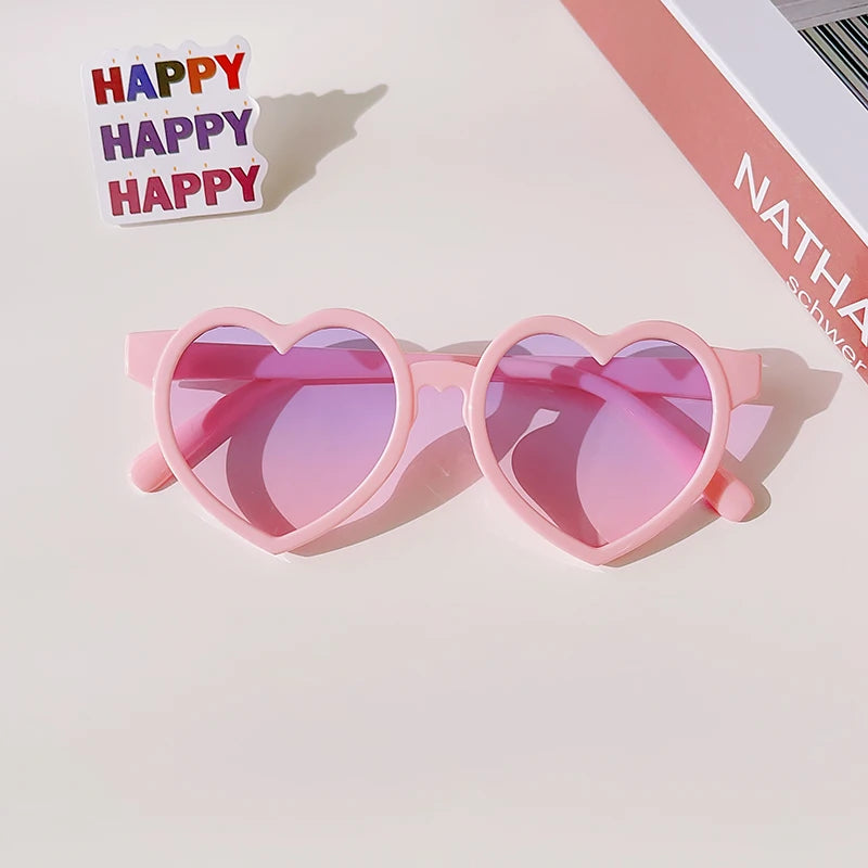New Kids Cartoon Heart Sunflower Fruit Rabbit Ears Sunglasses Girls Boy Children Outdoor Round Polarized UV400 Sun Glasses