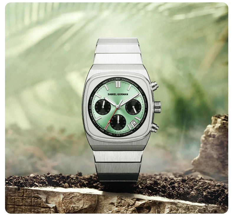 DG9008 Men's Watch, Original Fashion Brand Quartz Waterproof Luminous Watch with Three Small Dials and Moon Phase