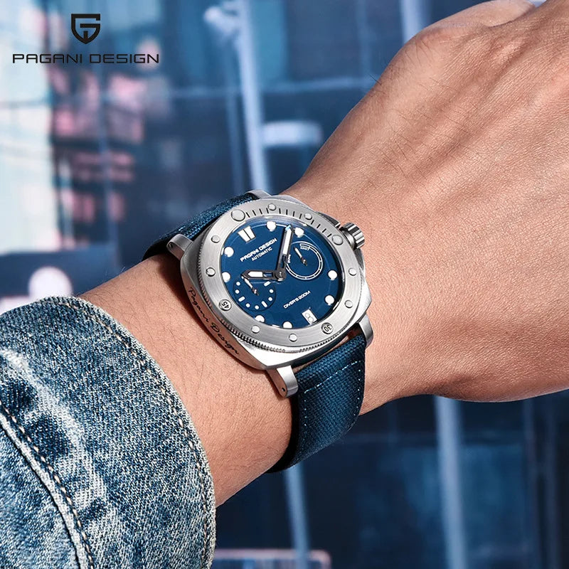 PAGANI DESIGN Men's Mechanical Watch Luxury Sapphire Glass Luminous Automatic Watch 200M Waterproof Stainless Steel Watch